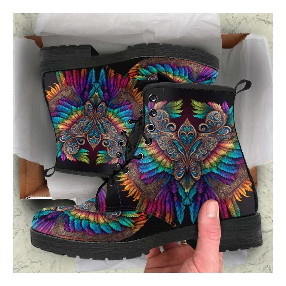 HANDCRAFTED COLORFUL ORNATE ANGEL WING BOOTS